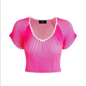 Cider Pink Pleated Short Sleeve Crop Top
